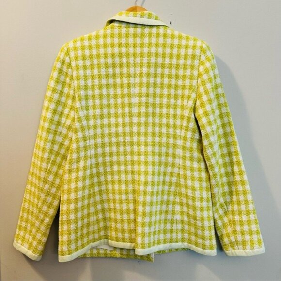 Halogen x Atlantic-Pacific Neon Green Tweed Blazer Jacket Size 10 NWOT - Picture 5 of 14